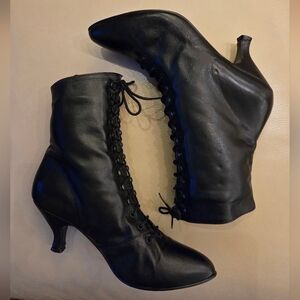 Black Lace-Up Ankle Boots